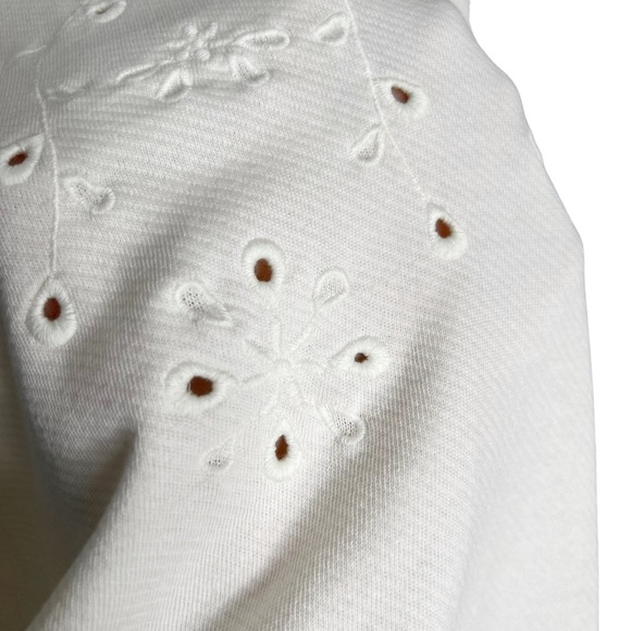 NWT LOFT White Eyelet Pullover Poet Sleeve Knit Blouse - Picture 5 of 12